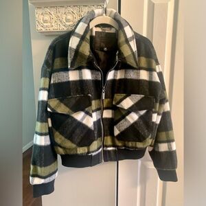 Jou Jou Green and White Plaid Jacket - M